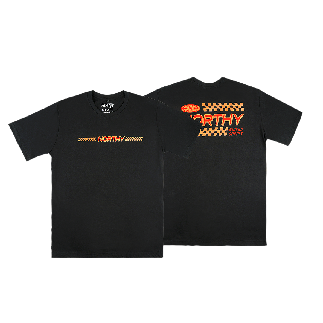 Northy-Tshirt Checker Flag Black