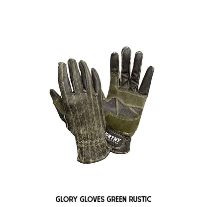 A pair of brown and yellow leather gloves with visible stitching and the brand name 'NORTHY' on the wrist strap.