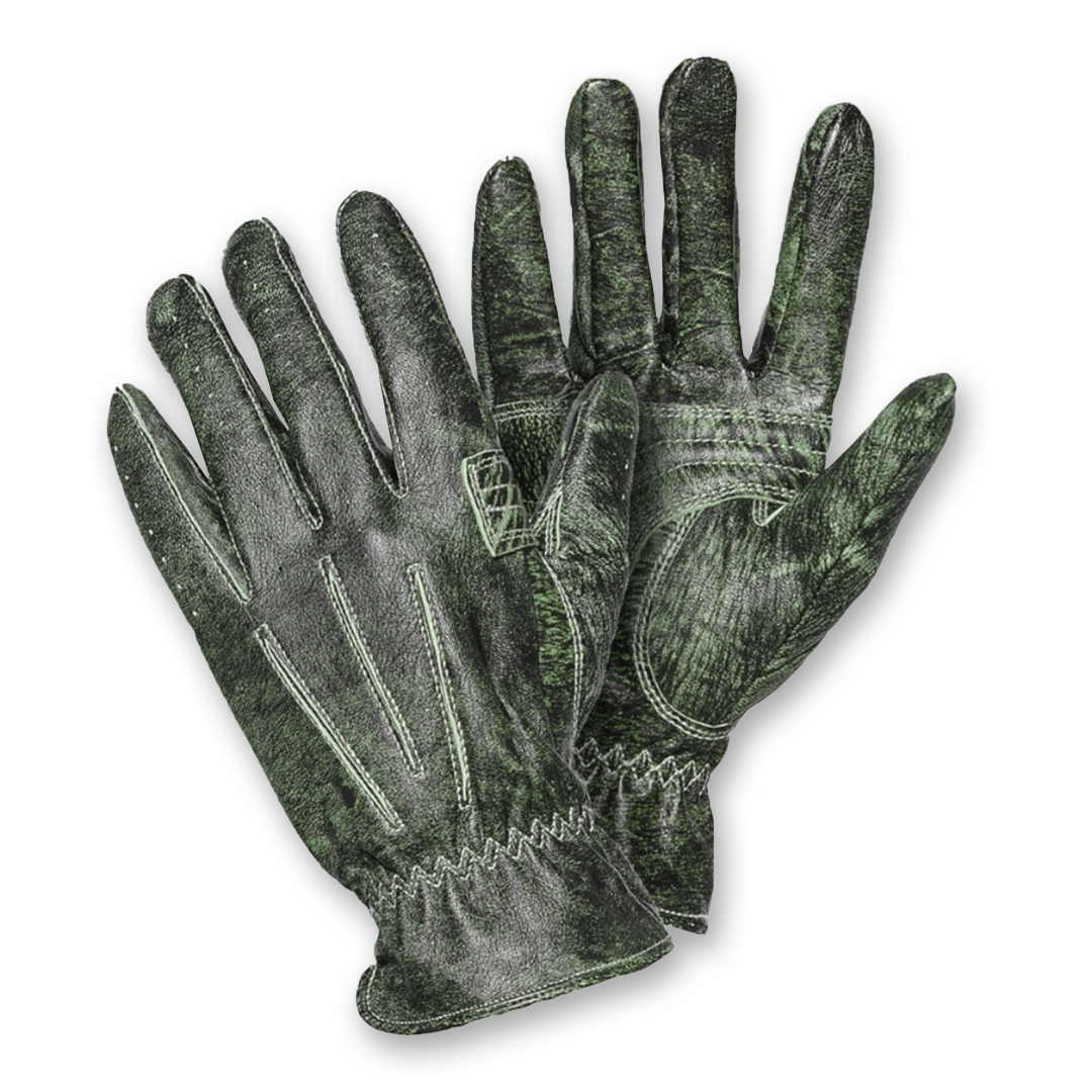 A pair of black leather gloves designed for riding, showing the palm and fingers with the brand name 'Nobleman' visible.