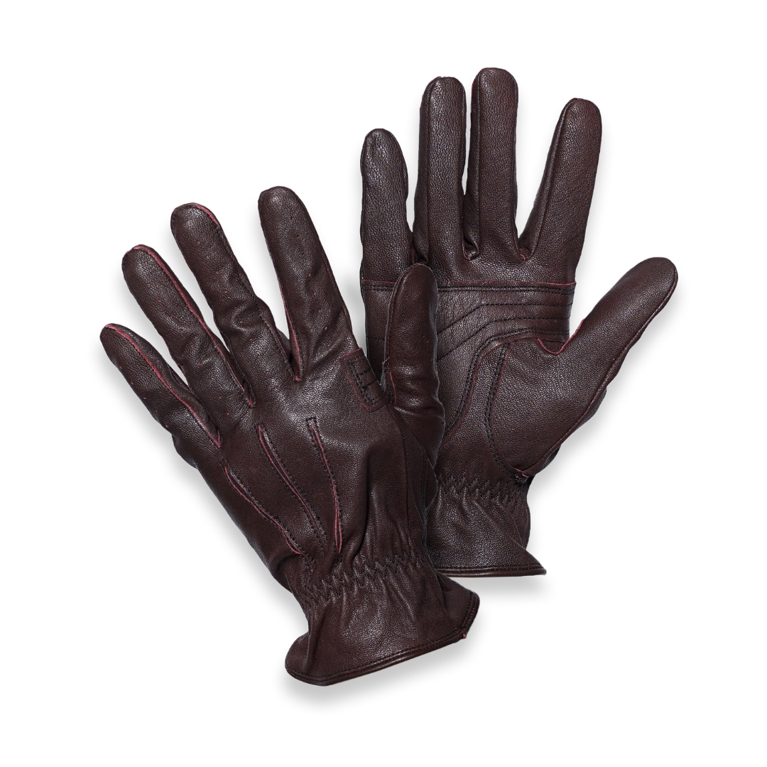 A pair of black leather gloves designed for riding, showing the palm and fingers with the brand name 'Nobleman' visible.