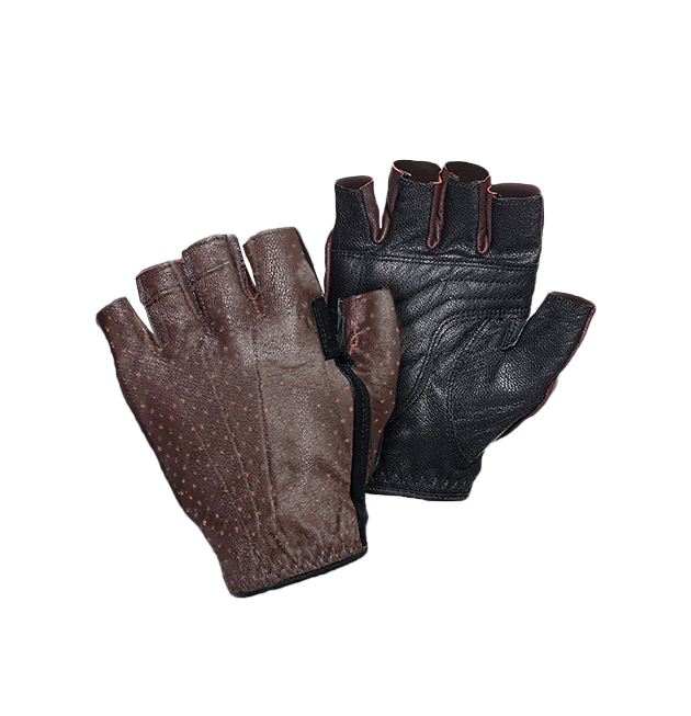 A pair of yellow leather half-finger gloves