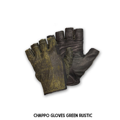 A pair of Green leather half-finger gloves